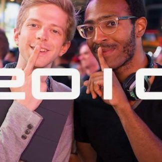 Founder and CEO of Sound Off with a friend at a silent disco event