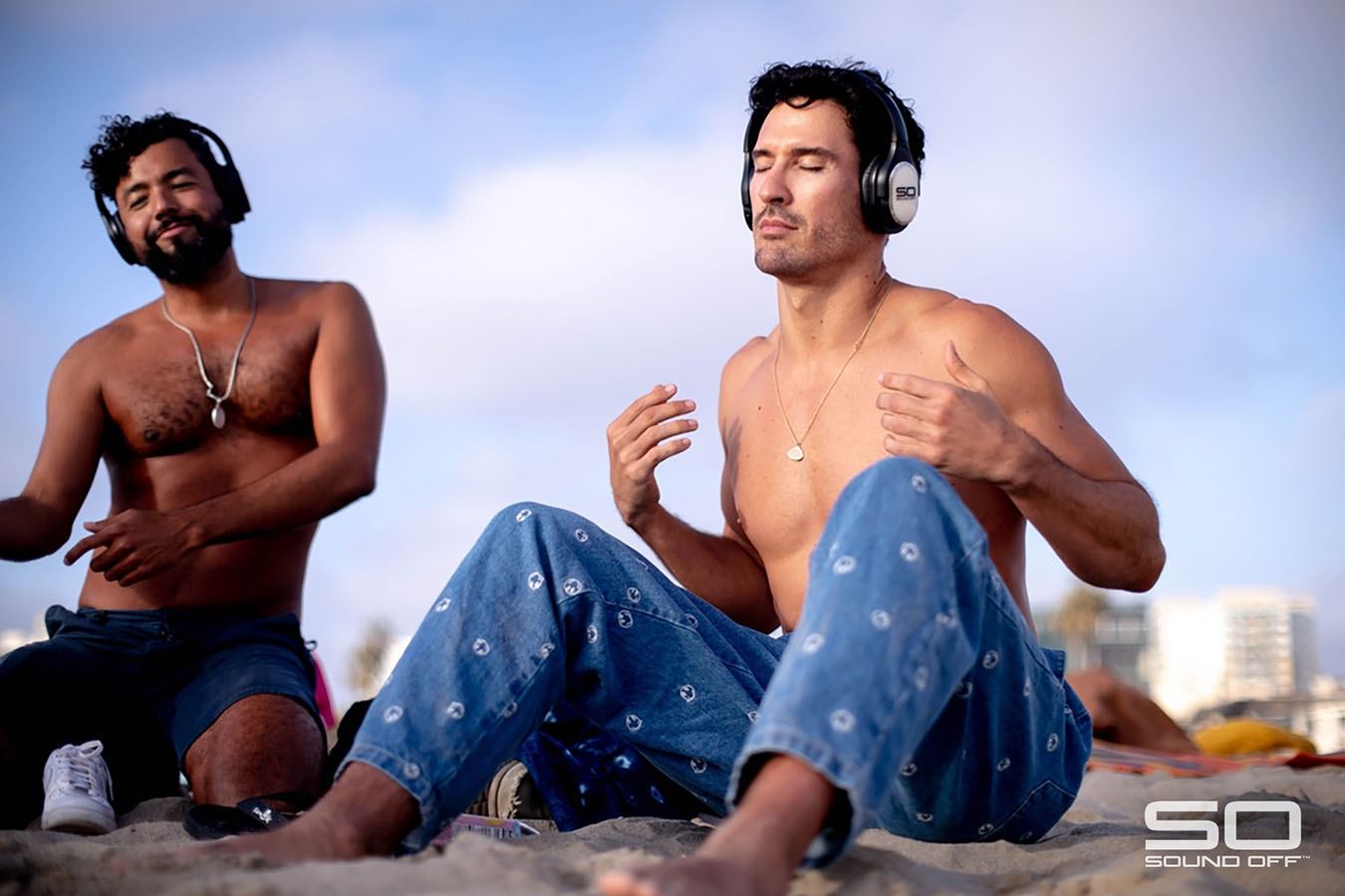 Beach meditation with silent disco headphones
