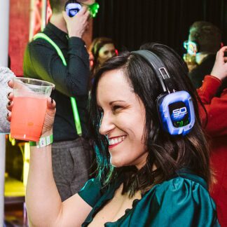 A silent disco holiday party in full swing with Sound Off technology